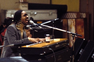 Stevie Wonder during rehearsals in LA for his 1979 tour.                                   