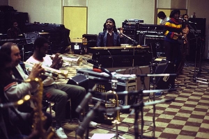 Stevie Wonder during rehearsals in LA for his 1979 tour.                                      
