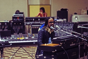 Stevie Wonder during rehearsals in LA for his 1979 tour.                                      